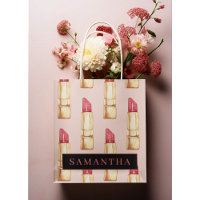 Modern Pink & Red Lipstick Pattern Girly With Name