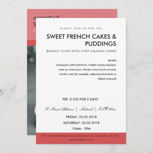 MODERN PINK RED PHOTO WORKSHOP INVITE TEMPLATE (Front/Back)