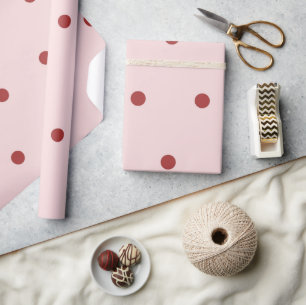 Modern Pink & Red Polka Dots Pattern Wrapping Paper