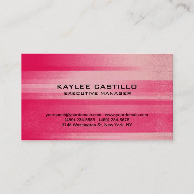 Modern Pink Red Professional Personal Simple Business Card (Front)