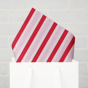 Modern Pink Red Striped Christmas Tissue Paper