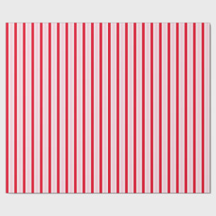 Modern Pink Red Striped Christmas Wrapping Paper