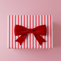 Modern Pink Red Stripes Christmas Wrapping Paper