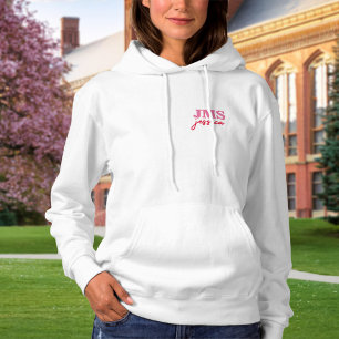 Modern Pink Red Three Letter Initial Monogram Hoodie