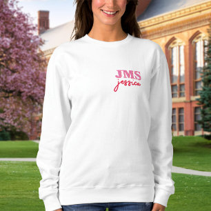 Modern Pink Red Three Letter Initial Monogram Sweatshirt
