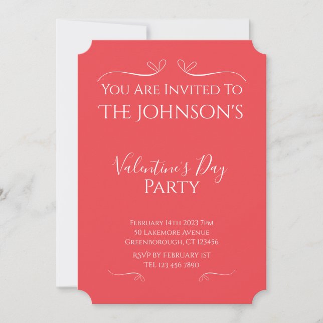 Modern Pink Red Valentines Day Party Invitation (Front)