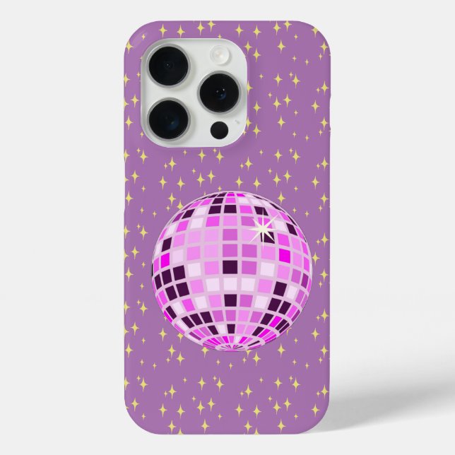 Modern Pink Retro Disco Ball Purple Case-Mate iPhone Case (Back)