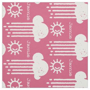 Modern Pink Retro Personalised Fabric