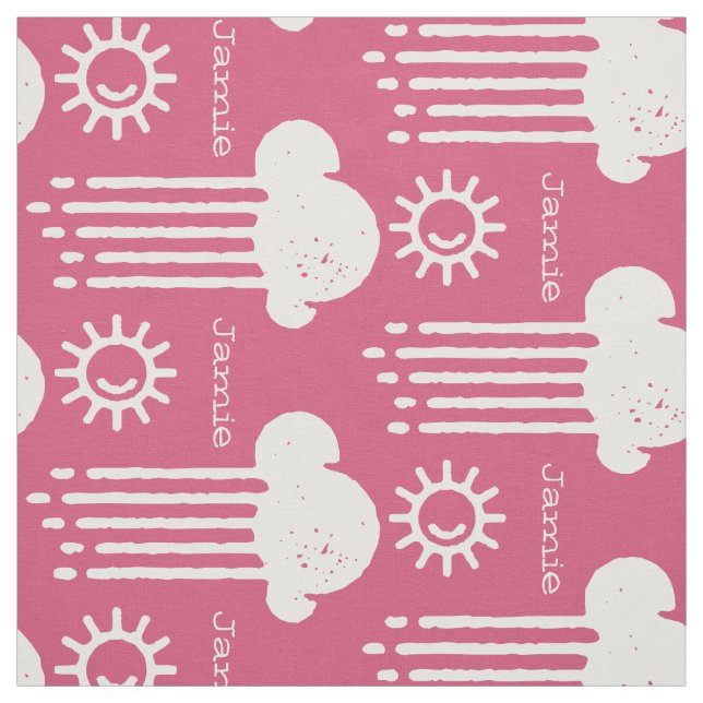 Modern Pink Retro Personalised Fabric (Swatch)