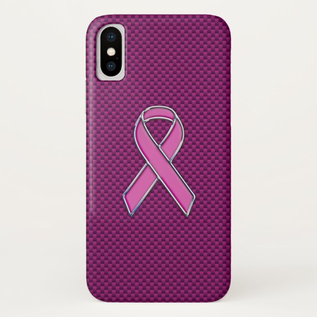 Modern Pink Ribbon Awareness Design Case-Mate iPhone Case (Back)