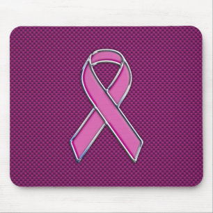 Modern Pink Ribbon Awareness Design Mouse Pad