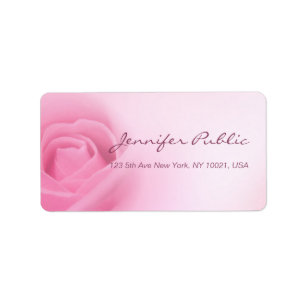 Modern Pink Rose Calligraphed Script Template Label