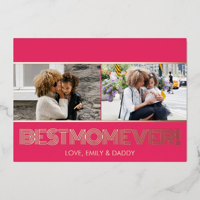 Modern Pink Rose Gold Best Mum Ever Photo Collage (Front)