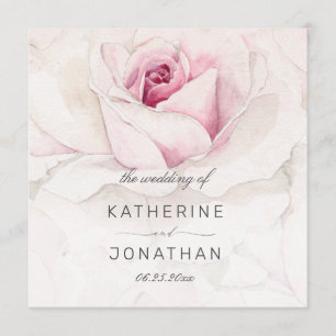 Modern Pink Rose Watercolor Floral Wedding Program Programme