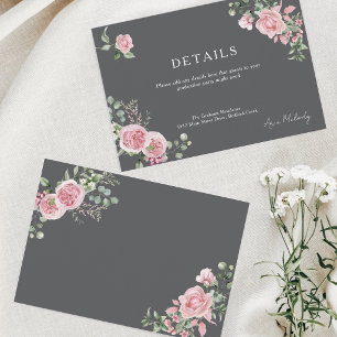 Modern Pink Roses Details Graduation Enclosure Card