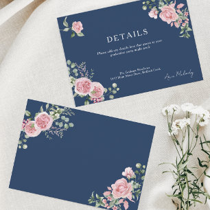 Modern Pink Roses Details Graduation Enclosure Card