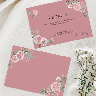 Modern Pink Roses Details Graduation Enclosure Card