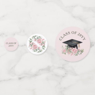 Modern Pink Roses Script Graduation Confetti