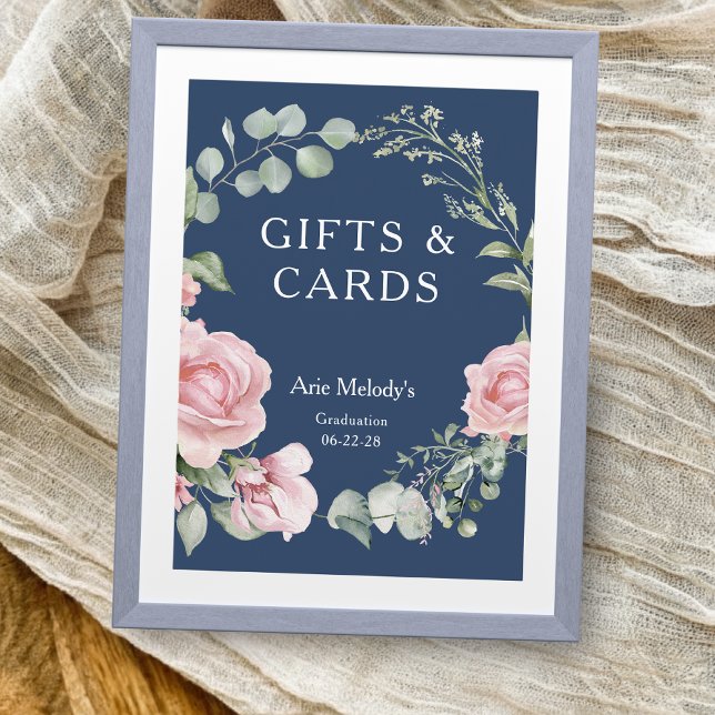 Modern Pink Roses Script Graduation Gifts & Cards (Creator Uploaded)