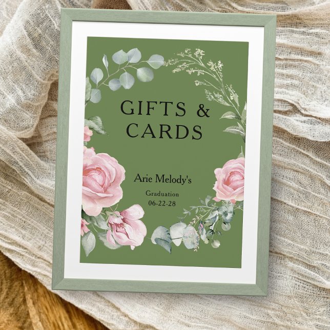 Modern Pink Roses Script Graduation Gifts & Cards (Creator Uploaded)