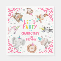 Modern Pink Safari Calling Party Animals Birthday 