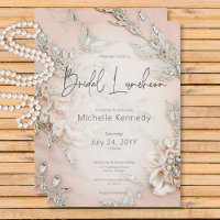 Modern Pink Satin Embroidery Glam Bridal Luncheon