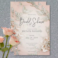 Modern Pink Satin Embroidery & Glam Bridal Shower