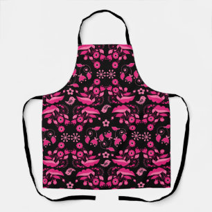 Modern Pink Scandinavian Floral Pattern Apron