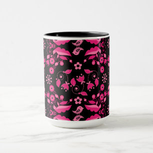 Modern Pink Scandinavian Floral Pattern Mug