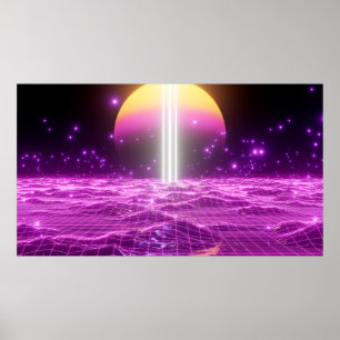 Modern pink sci fi pop art scene3 poster