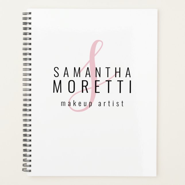 Modern Pink Script Makeup Artist Business Planner (Front)