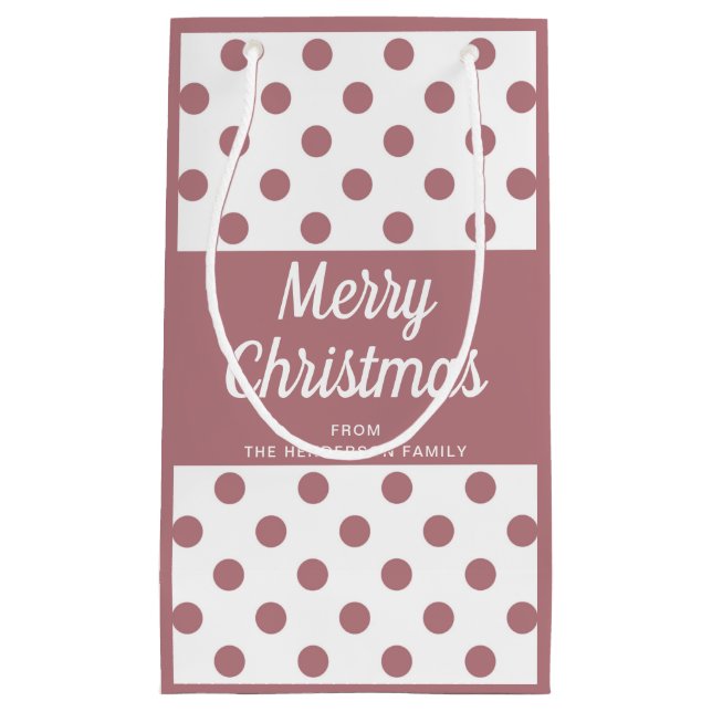 Modern Pink Script Merry Christmas Small Gift Bag (Front)
