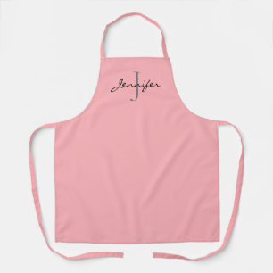 Modern Pink Script Monogram Personalised Apron