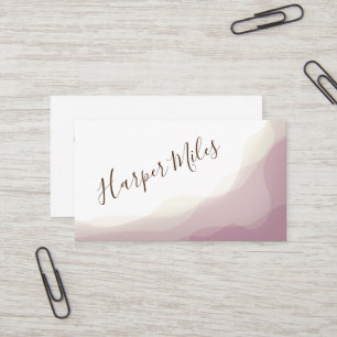 Modern pink script sweep symbols business card