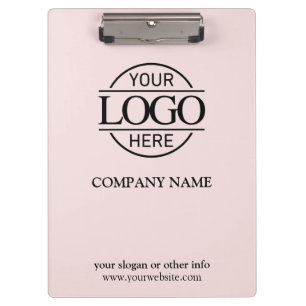 Modern Pink Simple Custom Company Business Logo Clipboard
