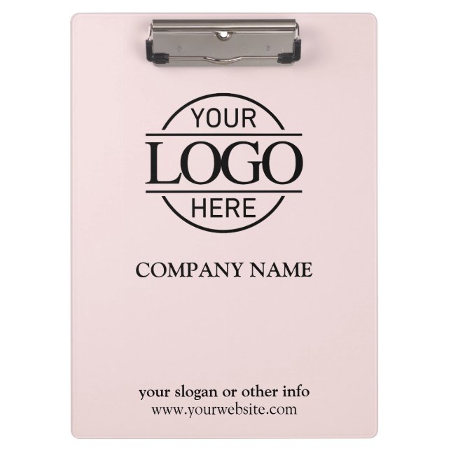 Modern Pink Simple Custom Company Business Logo Clipboard (Front)
