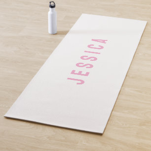 Modern Pink Simple Minimalist Name Yoga Mat