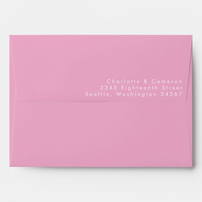 Modern Pink Simple Preprinted Return Address Envelope (Back (Top Flap))