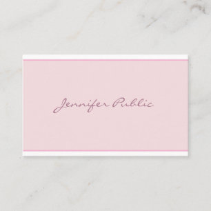 Modern Pink Sleek Elegant Script Minimalistic Business Card