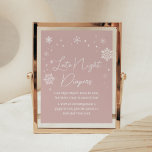 Modern Pink Snowflakes Late Night Diapers Poster<br><div class="desc">Make your event special with this Minimalist Baby Shower with our cute and lovely printable Late Night Diapers Sign featuring adorable Snowflakes Baby Shower theme. Download,  personalise,  and create lasting memories with this perfect touch for your joyous celebration!

BS980</div>