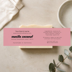 Modern pink soap packaging ingredients label