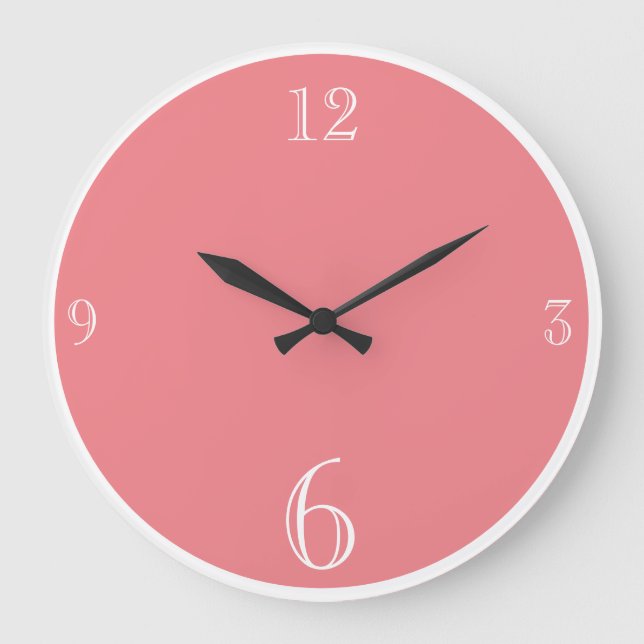 Modern  Pink  Solid Colour Basic minimalist Large Clock (Front)