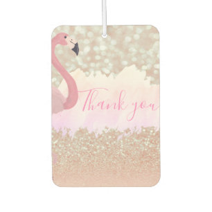 Modern Pink Sparkly Flamingo, Thank You Car Air Freshener