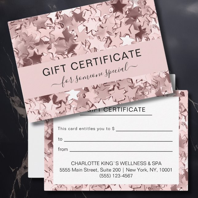  Modern Pink Stars Business Gift Certificate (Modern Pink Stars BUSINESS GIFT CERTIFICATE)