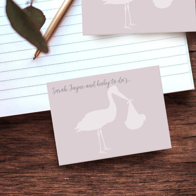 Modern Pink Stork Baby Shower Post it Notes (Creator Uploaded)