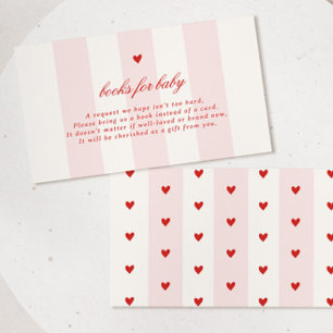 Modern Pink Stripe Heart Valentine Baby Shower Enclosure Card