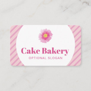 Modern Pink Stripes Bakery Business Card