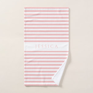 Modern Pink Stripes Pattern Bath Towel Set