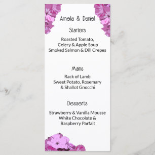 Modern Pink Summer Floral Menu Card