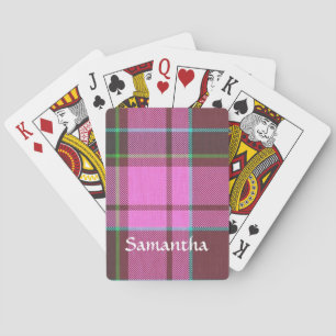 Modern pink tartan personalised playing cards